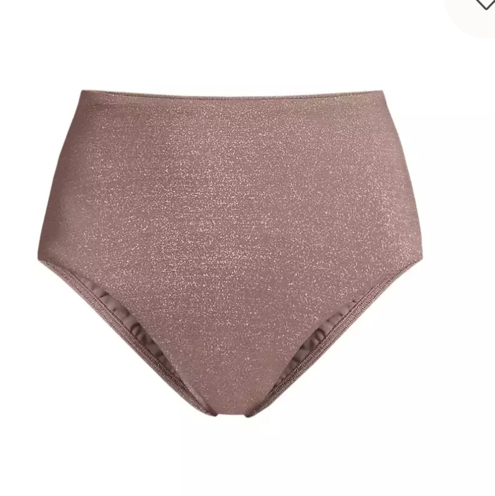 Lands' End Women's Shine High Waisted Bikini Bottoms - Tan